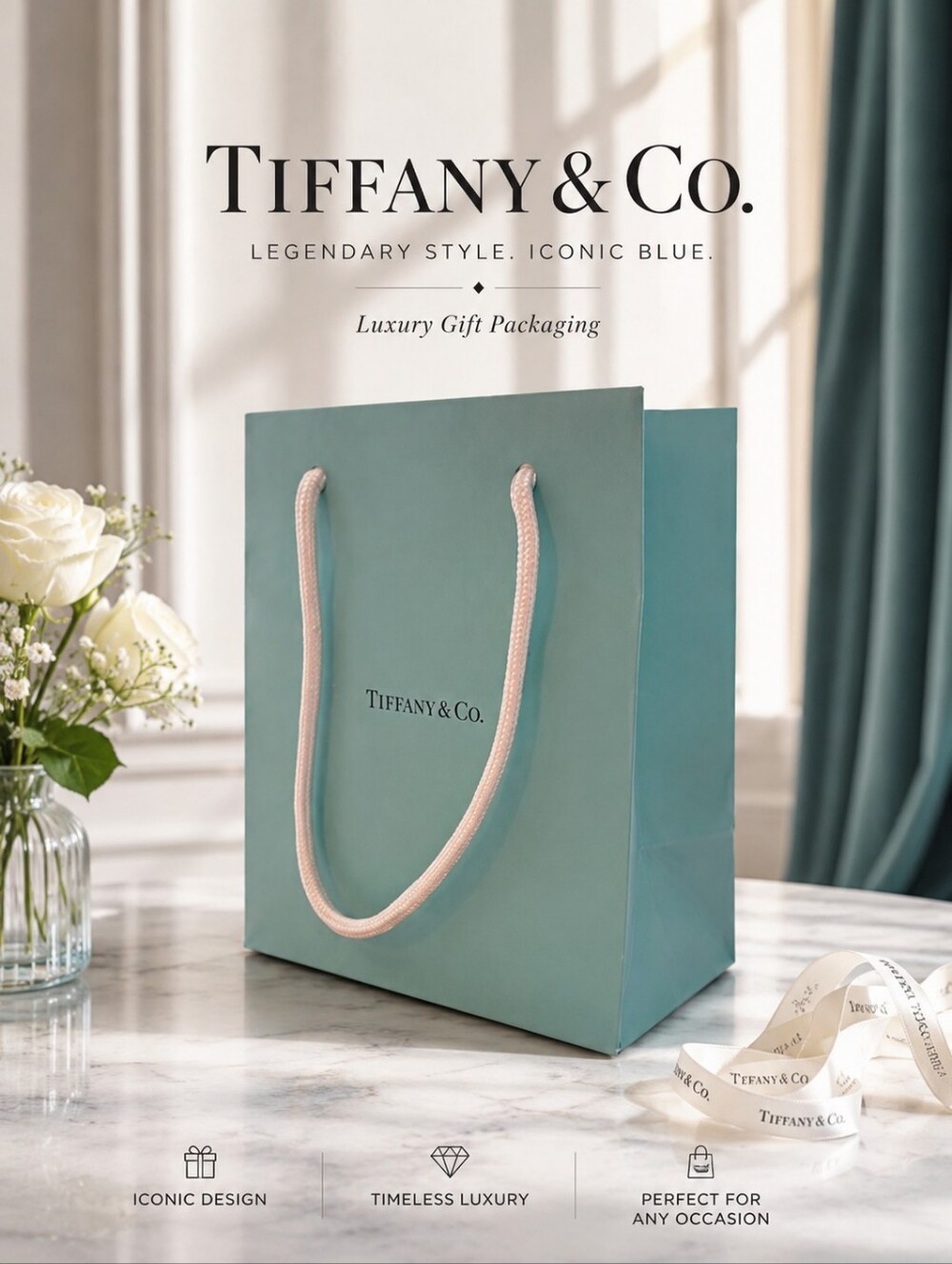 Tiffany & Co Blue Gift Bag 6x5x3 NWOT Luxury Gift Packaging